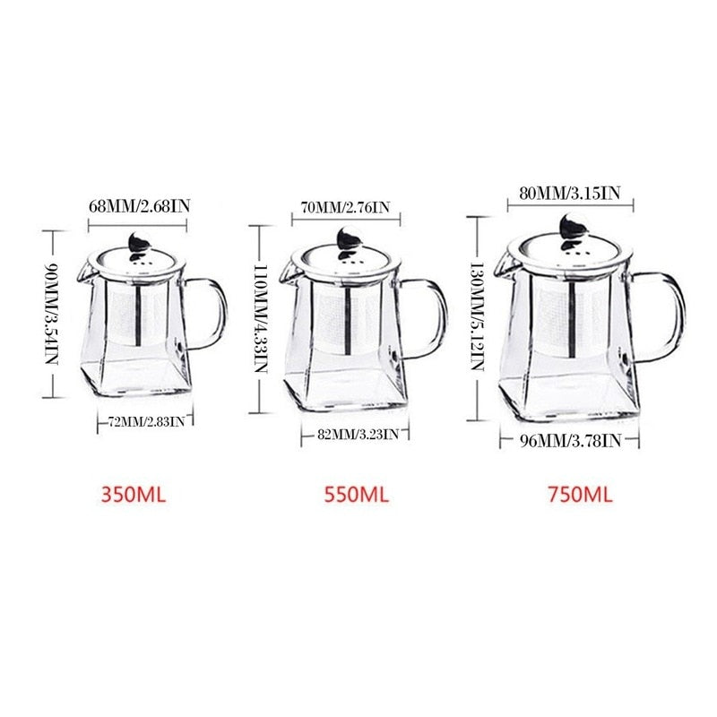 Modern Glass Teapot with Infuser - Medium (500 ml / 16.9 in)